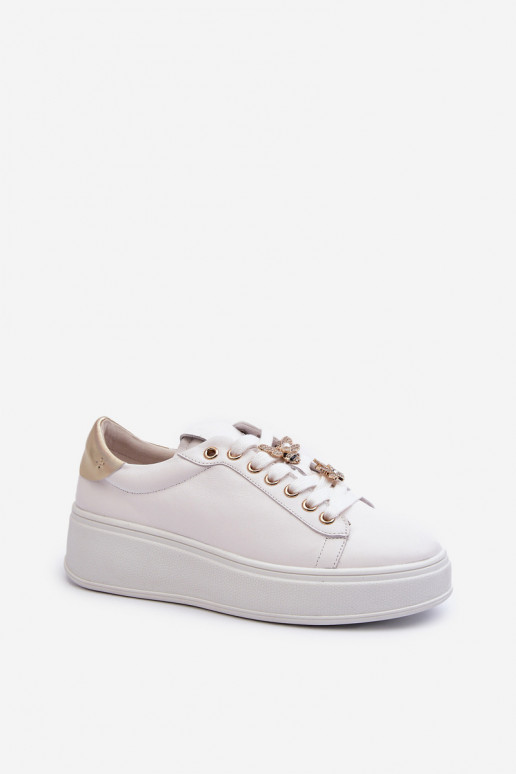 Pelle Scarpe modello sneakers Femminile con una piattaformaPrzypinkami D&A SN67 Colore bianco
