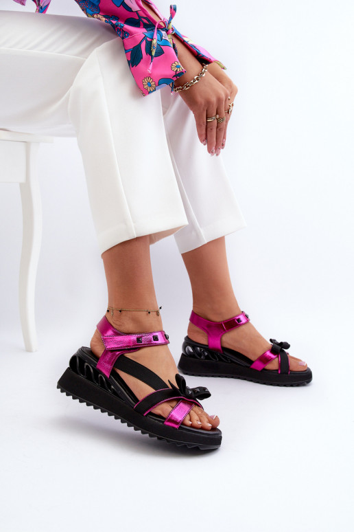 Sandali da donna con nastri D&A CR956 colore rosa Sandali da donna con nastri D&A CR956 colore rosa