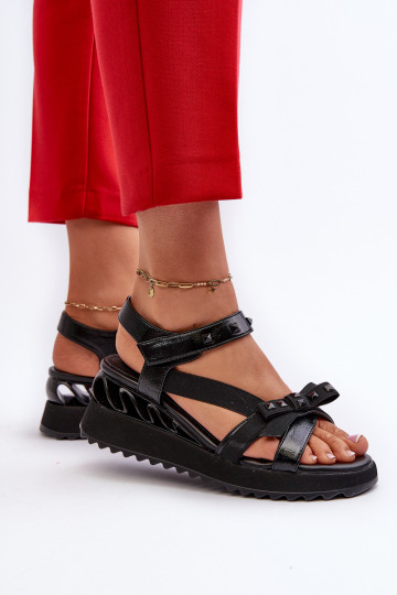 Sandali da donna con fiocchi D&A CR956 neri 2