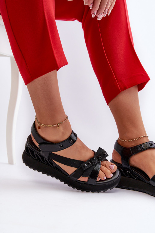 Sandali da donna con nastri D&A CR956 colore nero Sandali da donna con nastri D&A CR956 colore nero