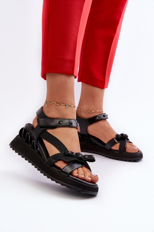 Sandali da donna con nastri D&A CR956 colore nero Sandali da donna con nastri D&A CR956 colore nero