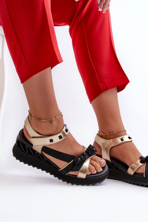 Sandali da donna con nastri D&A CR956 colore dorato Sandali da donna con nastri D&A CR956 colore dorato