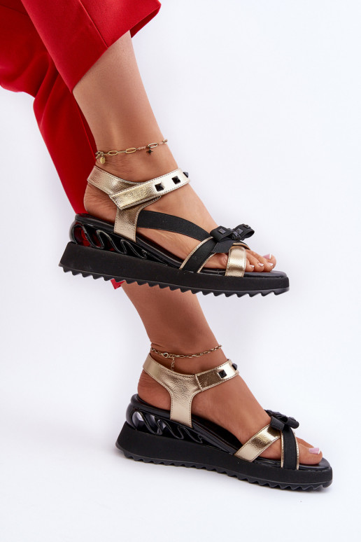 Sandali da donna con nastri D&A CR956 colore dorato Sandali da donna con nastri D&A CR956 colore dorato