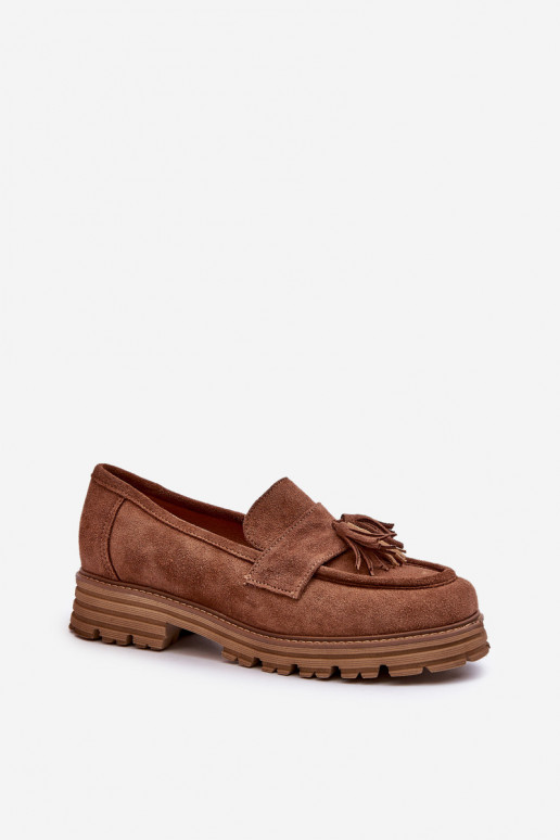 Zazoo 3469 Mocassini in pelle scamosciata Femminile con frange colore marrone