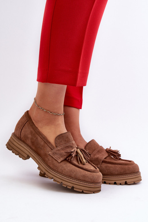 Zazoo 3469 Mocassini in pelle scamosciata Femminile con frange colore marrone