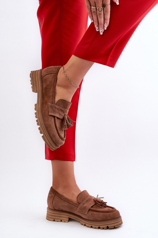 Zazoo 3469 Mocassini in pelle scamosciata Femminile con frange colore marrone