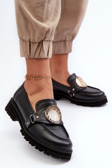 Zazoo 3485 mocassini da donna con dettagli dorati pelle naturale