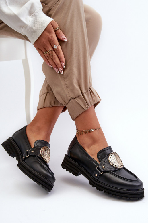 Zazoo 3485 mocassini da donna con dettagli dorati pelle naturale