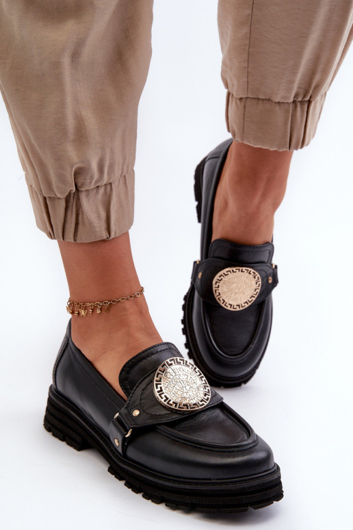 Zazoo 3485 mocassini da donna con dettagli dorati pelle naturale