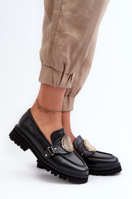 Zazoo 3485 mocassini da donna con dettagli dorati pelle naturale