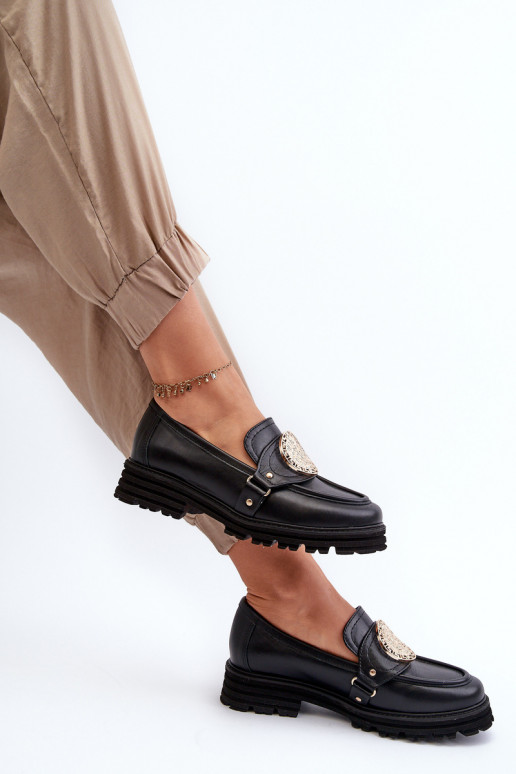 Zazoo 3485 mocassini da donna con dettagli dorati pelle naturale