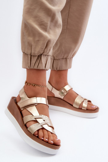 Sandali da donna con plateau Zazoo 40397 dorati