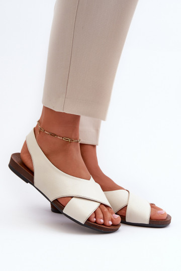 Zazoo 40407 sandali in pelle per donna color avorio 2