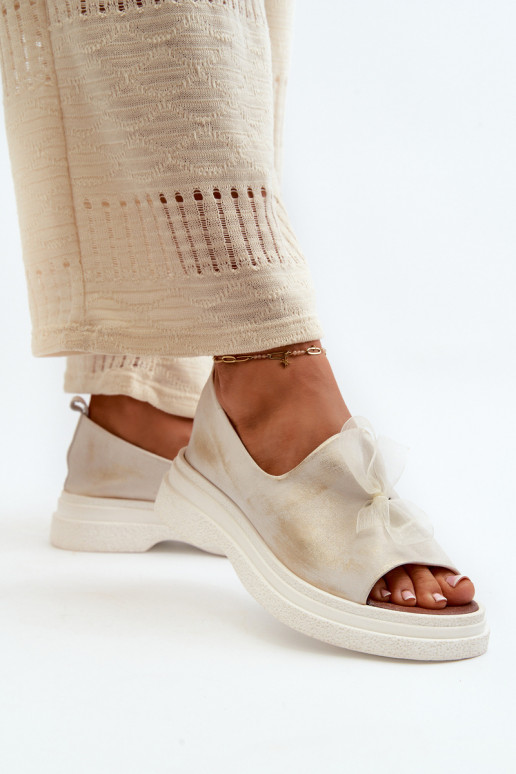 Zazoo 2939 Sandali da donna Femminile con nastri colore dorato Przecierany Zazoo 2939 Sandali da donna Femminile con nastri colore dorato Przecierany