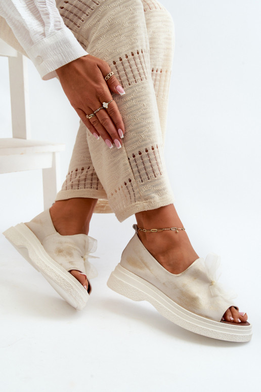 Zazoo 2939 Sandali da donna Femminile con nastri colore dorato Przecierany Zazoo 2939 Sandali da donna Femminile con nastri colore dorato Przecierany