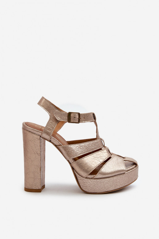 Sandali con tacco alto da donna Pelle Deveciejka 06050-25 colore dorato Sandali con tacco alto da donna Pelle Deveciejka 06050-25 colore dorato