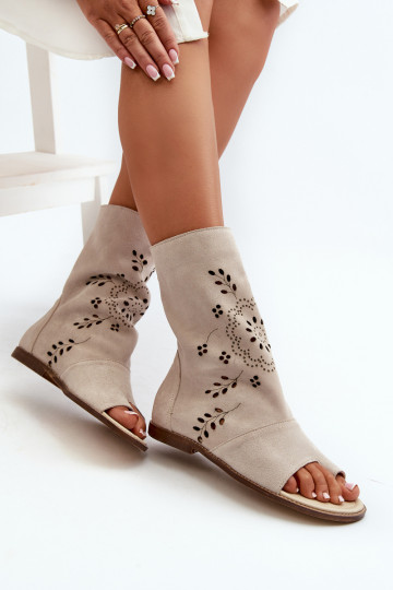 Zazoo 3437 Femminile Sandali in camoscio con uno stivale Al Castello colore avorio 2