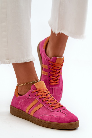 Zazoo N1068 scarpe sportive in suede per donna rosa