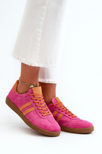 Zazoo N1068 scarpe sportive in suede per donna rosa 2