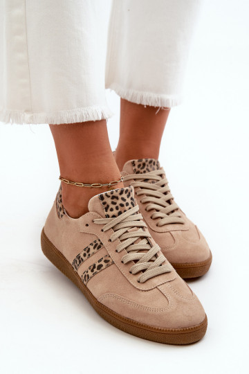 Zazoo N1068 dalla pelle scamosciata Basso Scarpe modello sneakers Femminile beige