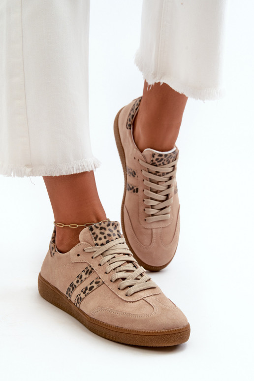 Zazoo N1068 dalla pelle scamosciata Basso Scarpe modello sneakers Femminile beige