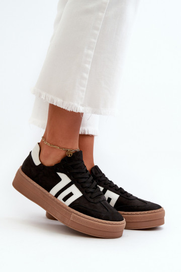 Zazoo N1095S2 Scarpe modello sneakers Pelle Femminile con una piattaforma colore nero 2