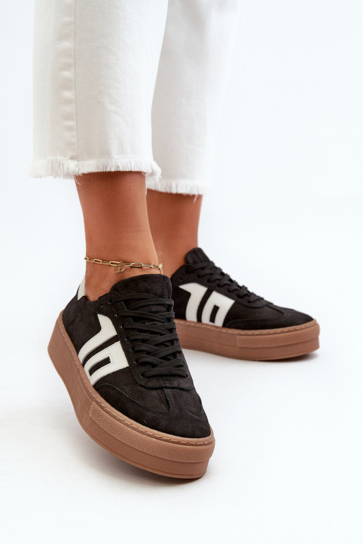 Zazoo N1095S2 Scarpe modello sneakers Pelle Femminile con una piattaforma colore nero