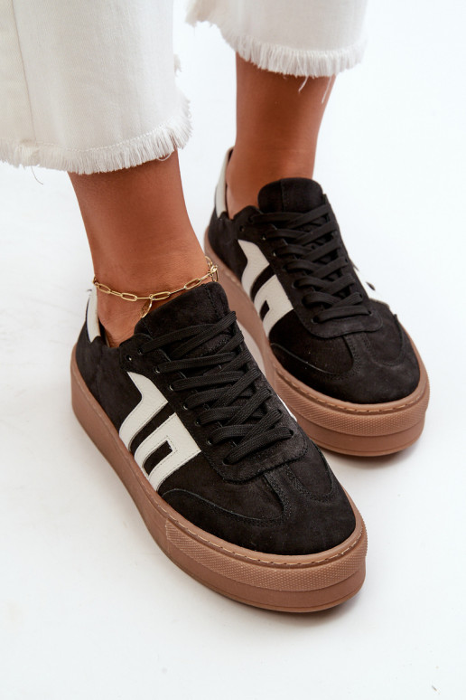 Zazoo N1095S2 Scarpe modello sneakers Pelle Femminile con una piattaforma colore nero