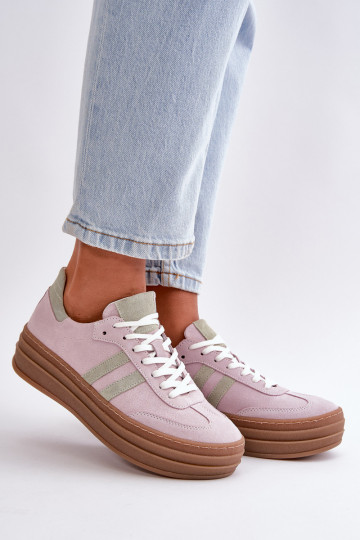 Zazoo N1068S4 scarpe sportive in suede con piattaforma viola