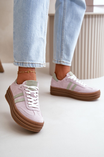 Zazoo N1068S4 scarpe sportive in suede con piattaforma viola 2