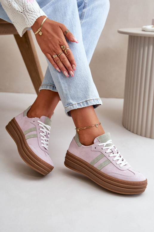 Zazoo N1068S4 Scarpe modello Sneakers in camoscio con una piattaforma Colore viola Zazoo N1068S4 Scarpe modello Sneakers in camoscio con una piattaforma Colore viola