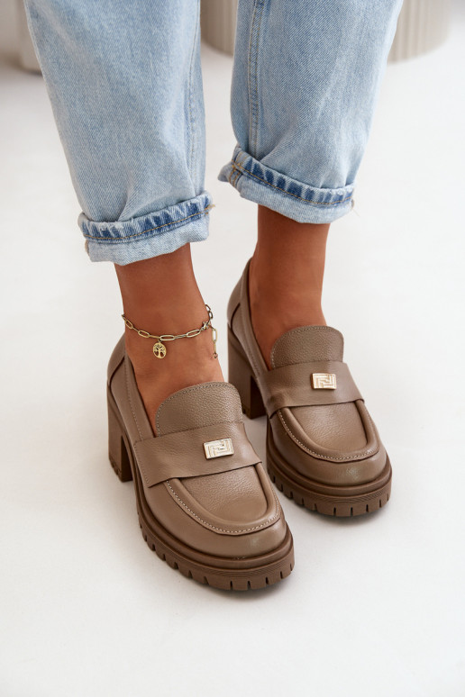 Zazoo 20168 Stile elegante scarpe Femminile con i tacchi pelle naturale beige