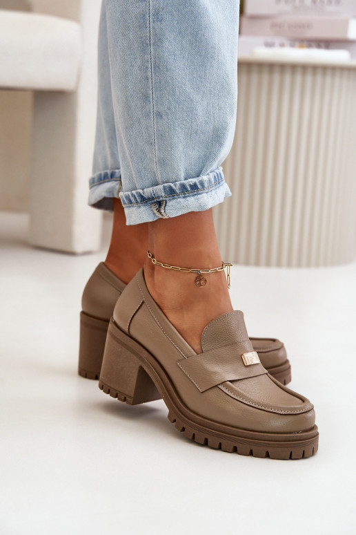 Zazoo 20168 Stile elegante scarpe Femminile con i tacchi pelle naturale beige