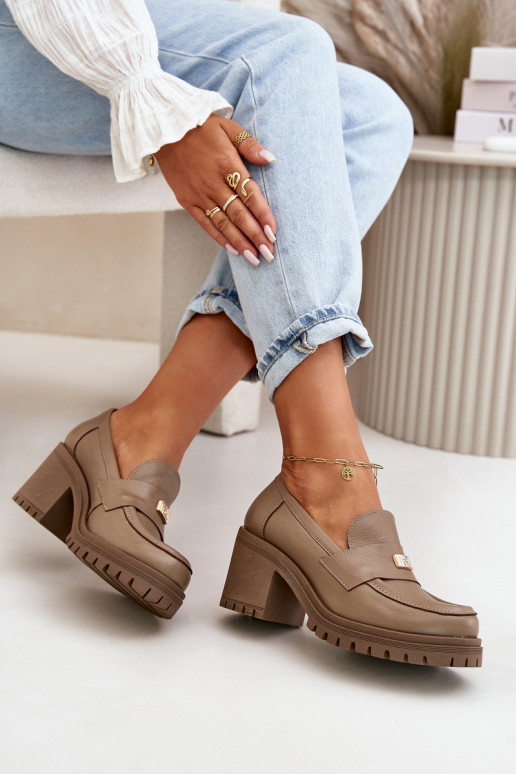 Zazoo 20168 Stile elegante scarpe Femminile con i tacchi pelle naturale beige