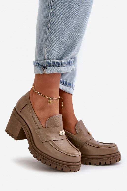 Zazoo 20168 Stile elegante scarpe Femminile con i tacchi pelle naturale beige