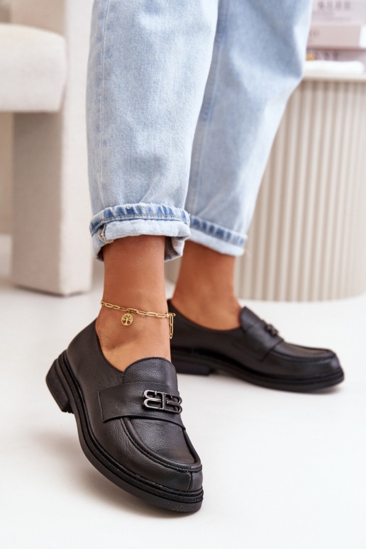 Zazoo 20174 Pelle Stile elegante scarpe Femminile con tacchi larghi colore nero Zazoo 20174 Pelle Stile elegante scarpe Femminile con tacchi larghi colore nero