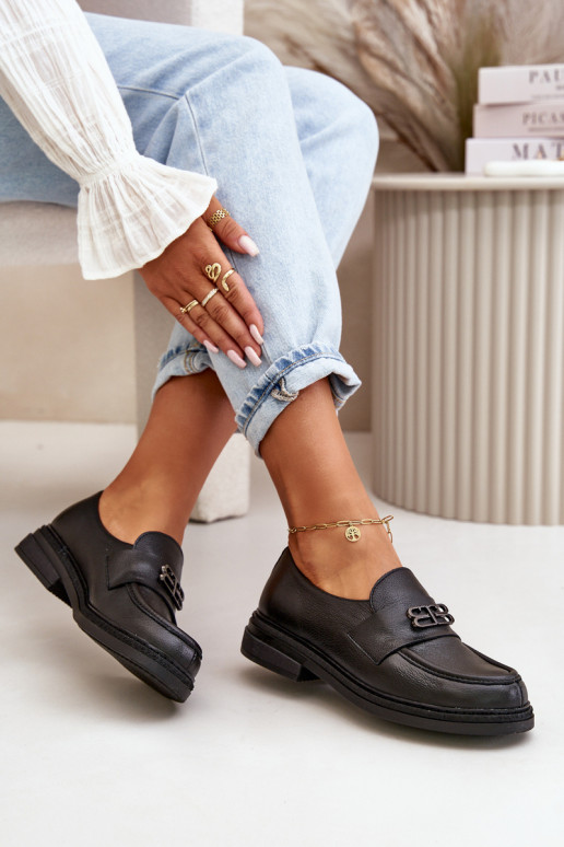 Zazoo 20174 Pelle Stile elegante scarpe Femminile con tacchi larghi colore nero Zazoo 20174 Pelle Stile elegante scarpe Femminile con tacchi larghi colore nero