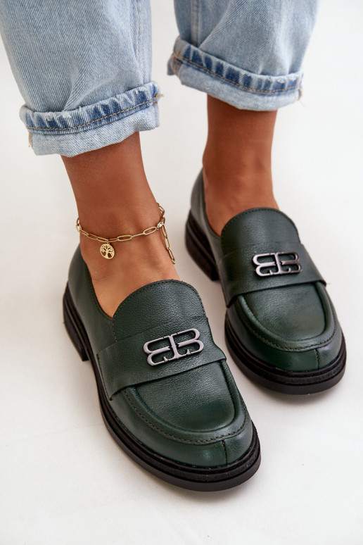 Zazoo 20174 Pelle Stile elegante scarpe Femminile con tacchi larghi colore kaki Zazoo 20174 Pelle Stile elegante scarpe Femminile con tacchi larghi colore kaki