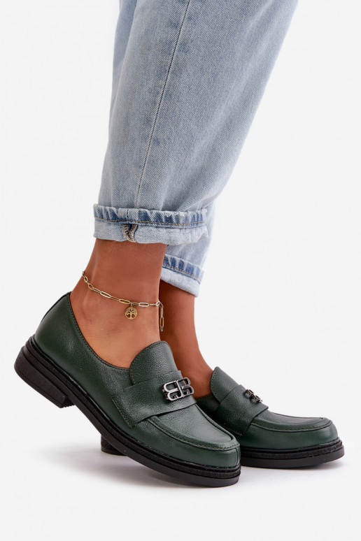 Zazoo 20174 Pelle Stile elegante scarpe Femminile con tacchi larghi colore kaki Zazoo 20174 Pelle Stile elegante scarpe Femminile con tacchi larghi colore kaki