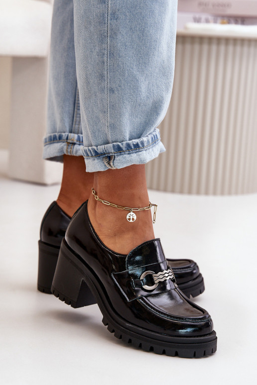 Zazoo 20175 con effetto vernice scarpe Femminile con i tacchi pelle naturale colore nero Zazoo 20175 con effetto vernice scarpe Femminile con i tacchi pelle naturale colore nero