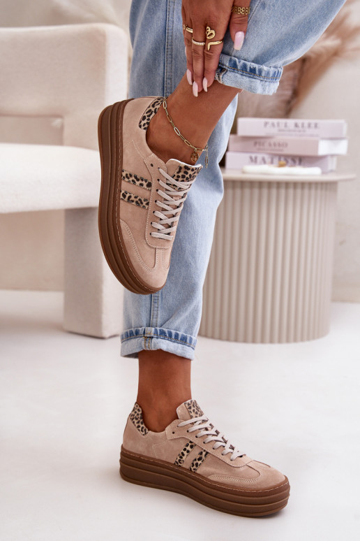 Zazoo N1068S4 Scarpe modello Sneakers in camoscio con una piattaforma con motivi di pelliccia di leopardo colore rosa Zazoo N1068S4 Scarpe modello Sneakers in camoscio con una piattaforma con motivi di pelliccia di leopardo colore rosa