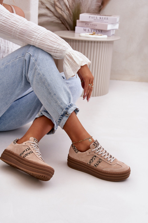 Zazoo N1068S4 Scarpe modello Sneakers in camoscio con una piattaforma con motivi di pelliccia di leopardo colore rosa Zazoo N1068S4 Scarpe modello Sneakers in camoscio con una piattaforma con motivi di pelliccia di leopardo colore rosa