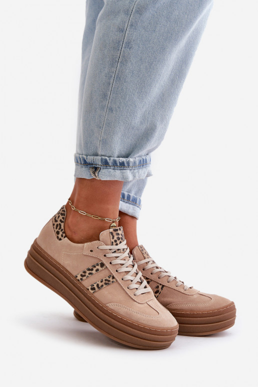 Zazoo N1068S4 Scarpe modello Sneakers in camoscio con una piattaforma con motivi di pelliccia di leopardo colore rosa Zazoo N1068S4 Scarpe modello Sneakers in camoscio con una piattaforma con motivi di pelliccia di leopardo colore rosa