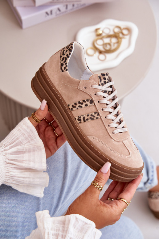 Zazoo N1068S4 Scarpe modello Sneakers in camoscio con una piattaforma con motivi di pelliccia di leopardo colore rosa Zazoo N1068S4 Scarpe modello Sneakers in camoscio con una piattaforma con motivi di pelliccia di leopardo colore rosa