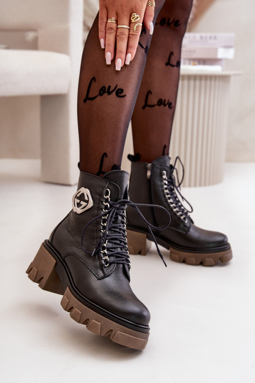 Zazoo 60376 Pelle riscaldamento Stivali con cerniere colore nero