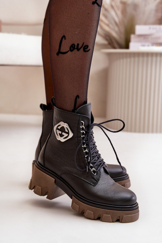 Zazoo 60376 Pelle riscaldamento Stivali con cerniere colore nero