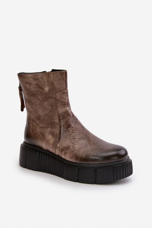 Zazoo 60369 Stivali da donna con una piattaforma beige Zazoo 60369 Stivali da donna con una piattaforma beige