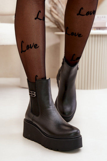 Zazoo 60498 Stivali da donna Stivaletti Chelsea con una piattaforma I Koturnie colore nero 2