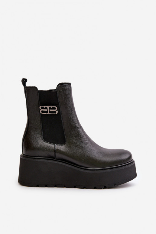 Zazoo 60498 Stivali da donna Stivaletti Chelsea con una piattaforma I Koturnie colore nero