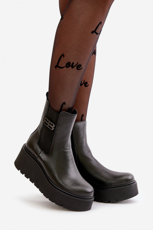 Zazoo 60498 Stivali da donna Stivaletti Chelsea con una piattaforma I Koturnie colore nero